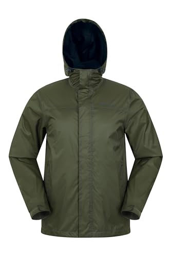 Mountain Warehouse Chaqueta Torrent para Hombre - Chubasquero, Abrigo Ligero, Ropa de Abrigo con Costuras termoselladas, Chaqueta Informal con Dos Bolsillos -para Viajar Verde XXL