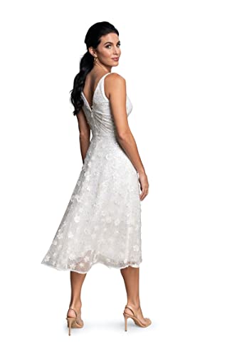 Dress The Population Women's Elisa Sleeveless Plunge Neckline Fit And Flare Midi Dress, Ivory, Xl #TOP2