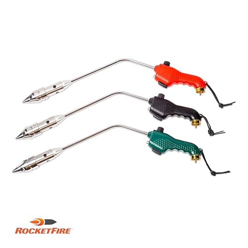 ROCKETFIRE Fire Starter Torch | Perfect Propane Torch Head, Grill Gun, Charcoal Torch | Compatible with Bernzomatic Propane & MAP/PRO Fuels | Stainless Steel Tri-Flame Tip | Fuel NOT Included | Red by RocketFire - Used condition - Image 9