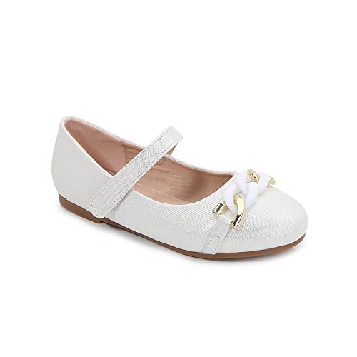 Girls Round Toe Mary Jane Metal Accessory Slip-On Flats Ballet Shoes Women