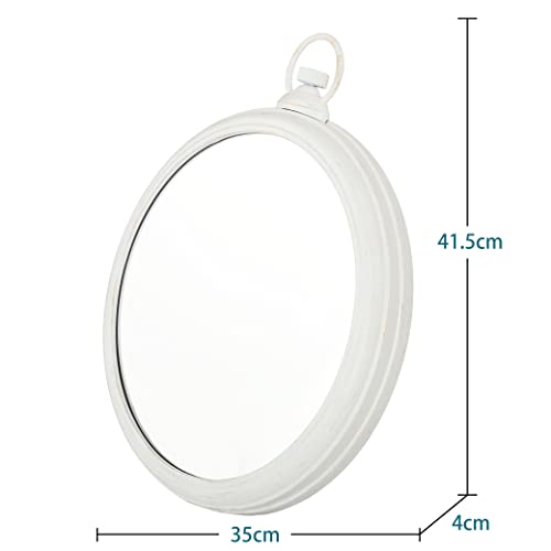 HOWJOY White Round Wall Mirror Farmhouse Circle Mirror for Wall Decor, Entryways, Washrooms, Living Rooms, Bedroom and Bathroom (16 inch) - Image 2