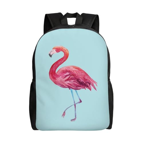Sac à dos léger noir anti-pluie avec motif flamants roses et sacoche bandoulière ajustable