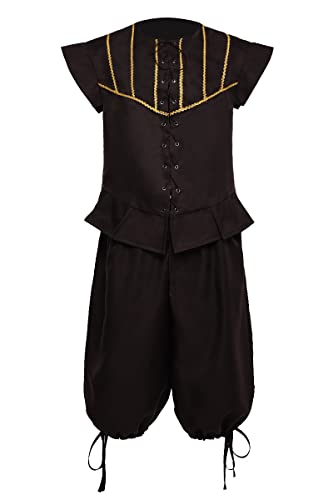Chaleco renacentista steampunk con cordones para hombre, chaleco gótico, pantalones, disfraz de pirata, cosplay, 2 piezas (XL, marrón) Cover