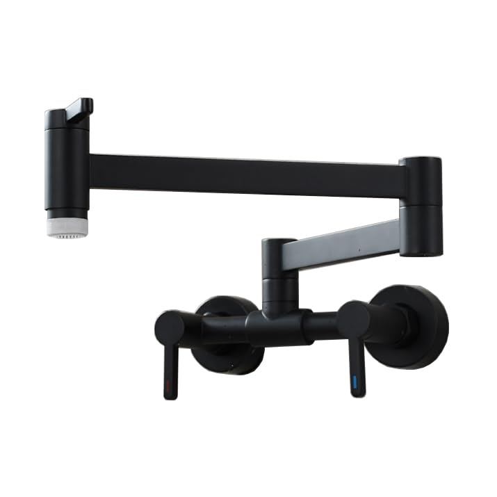 Robinet de cuisine mural noir rotatif 360 avec mitigeur eau chaude et froide