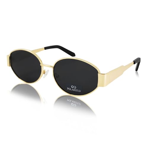 JiSoo Gold Retro Oval Sunglasses for Women - Polarized Sunglasses Women Vintage Trendy Sun Glasses 2025