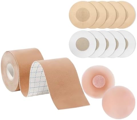 HiBeauty PRO Boob Tape Bruststraffungsband für große Brüste | Klebe BH Push Up Brust Tape Mit 2 Stück Brustwarzenabdeckungen Unsichtbares Brustband für A-G Cup, Boobytape, Boobieta