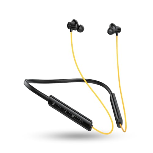 OOGE Tune 21 Wireless Neckband (Yellow) – Bluetooth 5.3, 40 Hours Playtime, Type-C Fast Charging, AI ENC Noise Cancellation, Magnetic Earbuds, IPX3 Water Resistant, 1500-Hour Standby