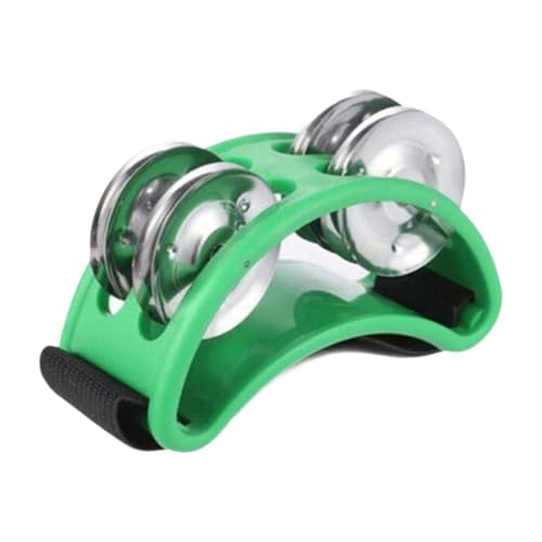 Pandereta de Pie, Sacudida de Pie Pandereta, pandereta de 4 campanas, Foot Panderetas, Pedal de Percusión Tambor de Pie, Tambor Pie Agitador, Verde