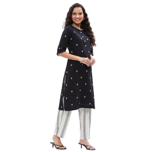 Image of BIBA Women Cotton Kurta Set,Pant,Stole