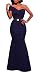 Women's Sexy One Shoulder Ponti Gown Mermaid Evening Maxi Party Dress Navy Blue M