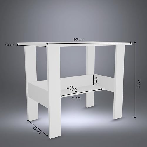 Image of beAAtho Spectrum Desk Multipurpose Workstation for Home, Office, or Study, Engineered Wood with Large Spacious Top, Open Shelf Storage, Durable & Tested for Strength, Easy to Assemble.(White)(DIY)