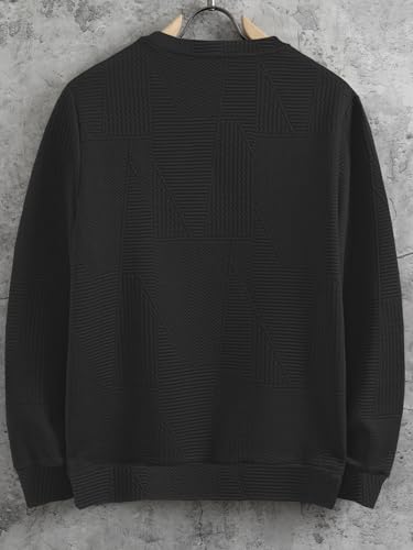 Image of GRECIILOOKS Full Sleeve T Shirt for Men | Casual T-Shirts for Man|Poly Cotton Textured Oversized Fit T-Shirt | Round Neck T-Shirt's