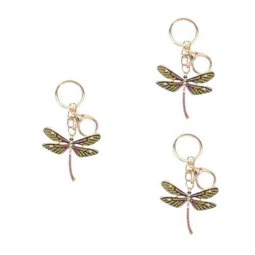 SHERCHPRY 3 Piezas Llavero De Cristal Encanto Del Bolso Llavero Libélula Llavero Llavero Telefono De Juguete Encanto Colgante De Libélula Joyería De Libélula Equipo Green Pedrería