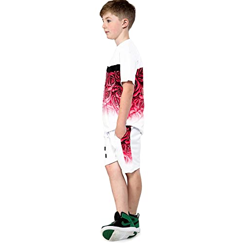 Vestimenta de verano en contraste de dos tonos con estampado de rosas para chicos 4
