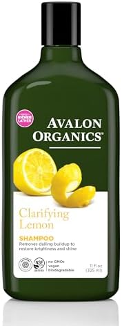 Avalon Organics Clarifying Lemon Shampoo, Removes Buildup to Restore Brightness and Shine, 11 Fluid Ounces