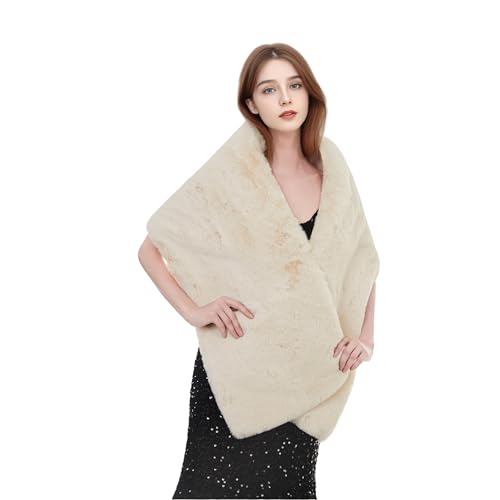Elegant Faux Fur Wrap Shawl, White, Rectangle Shape, Bridal Wedding Formal Occasions, Synthetic Fiber, Women's2