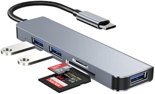 USB C Hub 5 in 1, Space Aluminum Adapter USB C Hub with 1 USB 3.0,2 USB2.0, SD/TF, Apply to Adapter MacBook PRO/Air M1, iPad PRO/Air M1, Windows, Chromecast,dell, Cellphone and More
