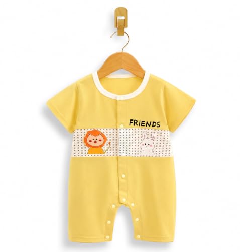 Image of Bold N Elegant Cute Cartoon Print Cotton Newborn Baby Boy Girl Rompers Jumpsuit Baby Onesie Bodysuit for Little Kids