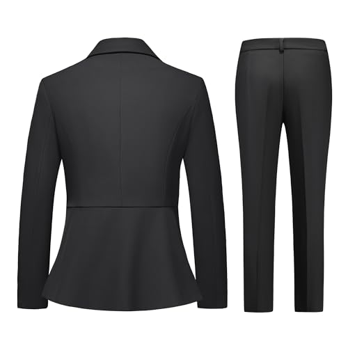 TRONSTORE Women's Pants Suit Solid Jacket 2 Piece Set Irregular Blazer Suit Business Casual Black M by TRONSTORE - Image 4