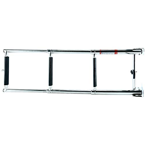 DasMarine 3-Step 316 Stainless Steel Telescoping Ladder, Slide Under Platform Mount Boarding Ladder with Retaining Strap (3 Step Ladder)