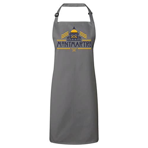Tablier cuisine premium gris Montmartre en coton de luxe style architectural Paris