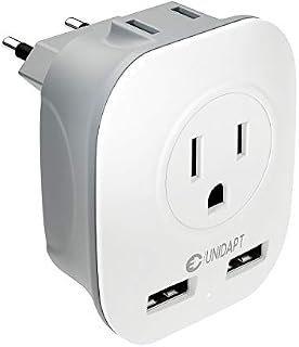 European Plug Adapter Power Charger, Unidapt USA/Canada to EU Europe Outlet Plug, European