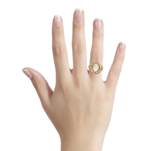 Anneaux ring dorés motif fleur ronde avec pierre blanche chic - 4