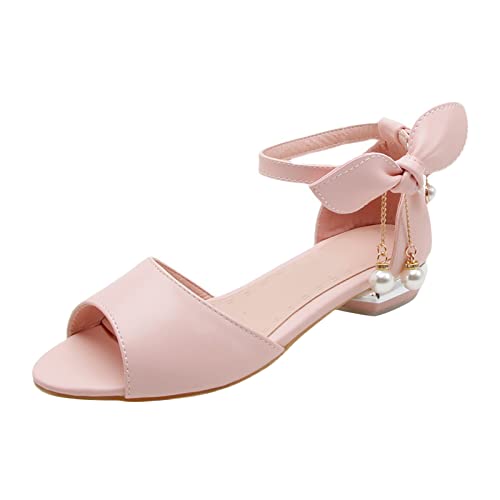 Big Kids Girl Roman Buckle Fish Mouth Open Toe Children's Shoes Wedding Prom Princess Kids Beach Sandals Girls Size 7/8