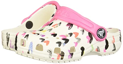 CROCS Classic Heart Print Clog K - White - C6 , 207000-100-C6, Kids Unisex , White , C6