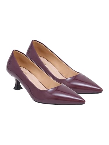 Image of Shoetopia Women's Leather Block Heel Sandal with Ankle Strap and Pointed Toe - Elegant Formal Dress Sandal