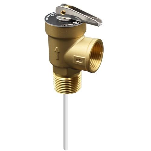 VAV Temperature Pressure Relief Valve, 3/4' NPT Female Thread, 150 PSI, 4' Temperature Probe...