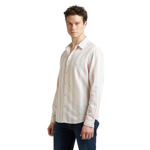 Image of Pepe Jeans Men's Casual Shirt | Striped Shirt for Men| Regular Fit | Vertical Stripes | Full Sleeve | Available in Plus Size