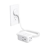 NUTICT 6FT Flat Extension Cord, Right Angle Plug & 3 Outlets, Three Prong Cord Extension with Surge Protector, ETL Listed, 13A/1625W, Ultra Thin Plug for Microwave, TV, Laptop, Behind Furniture, White