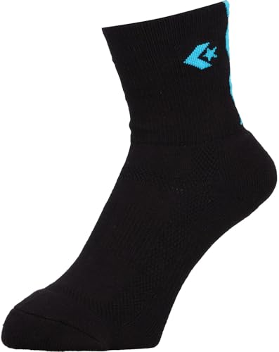 [コンバース] バスケ 靴下 クッションソックス 抗菌 防臭 CB161052 男女兼用 ブラック×ターコイズ 23-25cm
