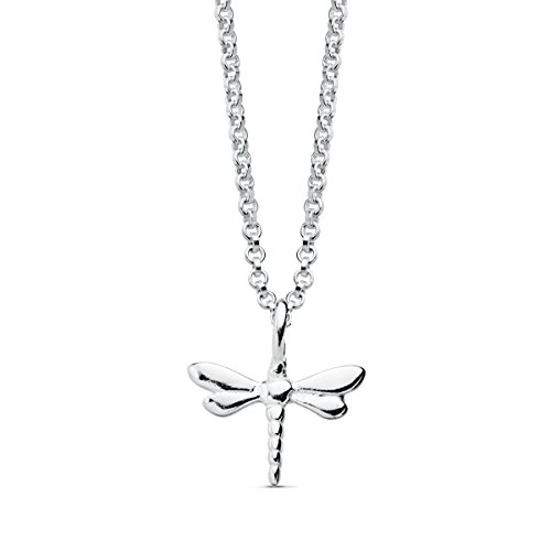 Iyé Biyé Jewels - Collar Mujer niña Plata de Ley 925 Libélula 13 X 10 Mm Cadena Rolo 41 cm Ajustable.