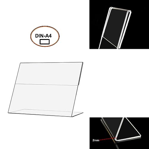 Porte-Brochures A4 Paysage TUKA Transparent | Support Menu Table Bureau Réception - Pack de 5 - 6