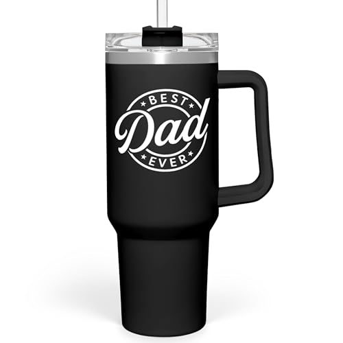 SANDJEST Best Dad Ever Tumbler with Handle - 40oz...