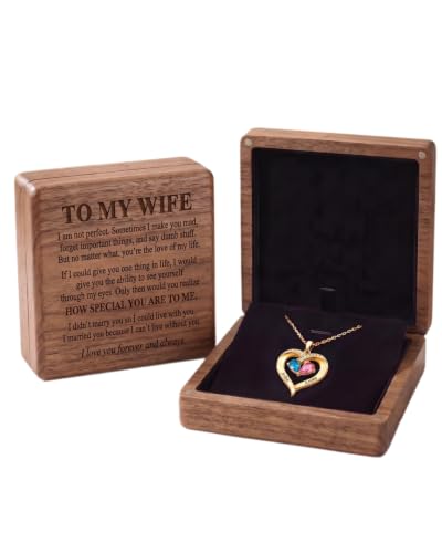ziella Wife Necklace from Husband with Message on Wooden Keepsake Box