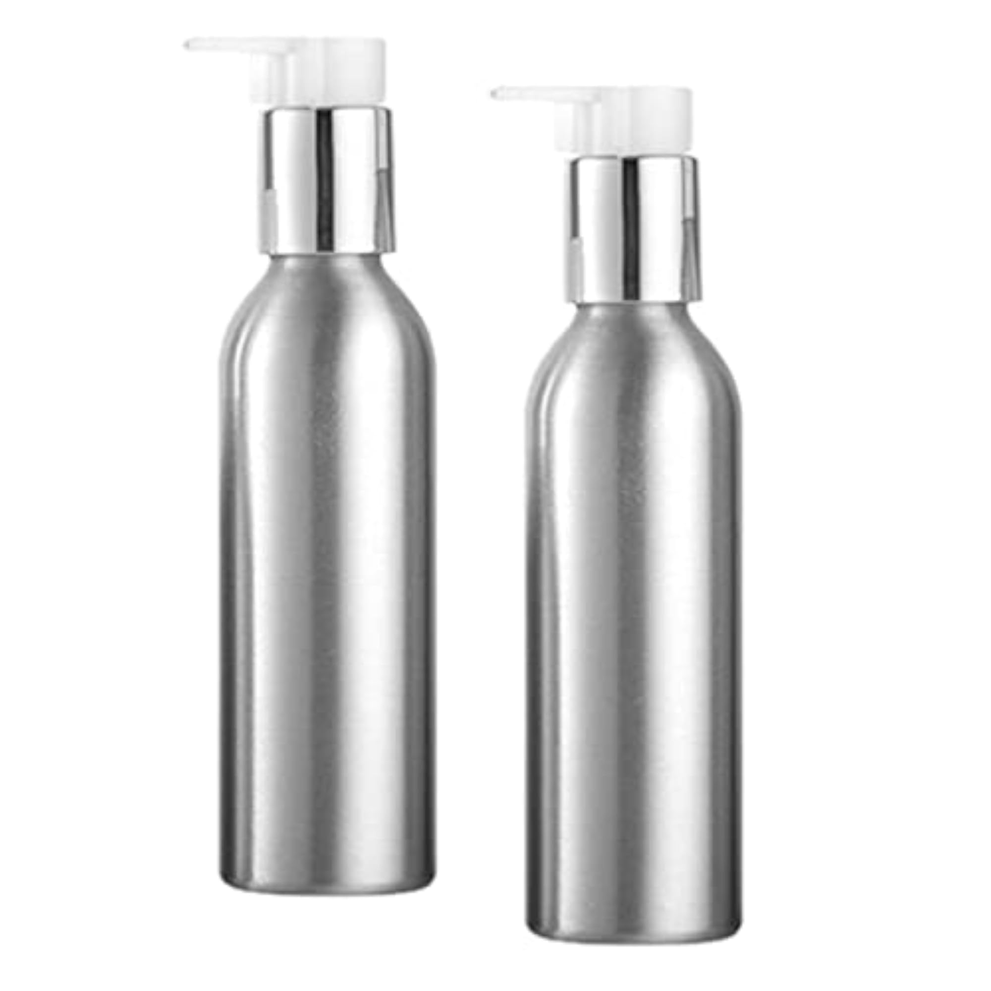 2x Empty Makeup Shampoo Pump Bottles, Aluminum Cream Containers