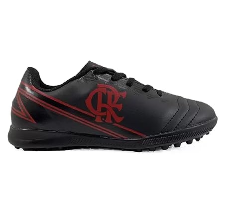 Chuteira Flamengo OXN Dynamic 2 Fla Society Pro PVC Infantil- Preto/Vermelho