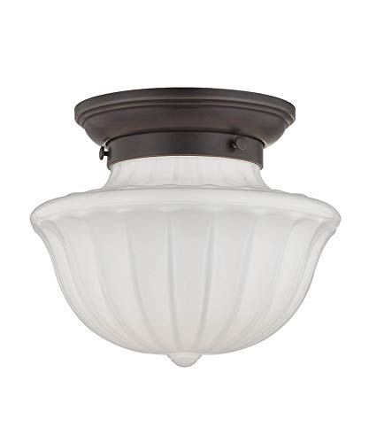 Hudson Valley Lighting 5009F-OB Dutchess - One Light Small Flush Mount, Old Bronze Finish with White Glass