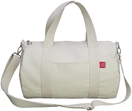 Raw Cotton Canvas Duffel Bag, Natural Canvas Duffel, Organic Cotton Duffel, Gym Bag, Travel Bag, Weekender Bag, Round Duffel Bag, Washable