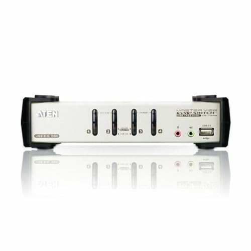 ATEN 4-Port USB - PS/2 VGA KVM Switch with Audio & USB 2.0 Hub (KVM Cables Included)