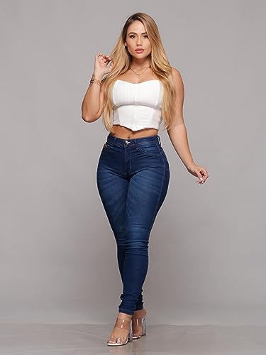 Calça Feminina Jeans Cintura Alta com Elastano Pala Coração (BR, Numérico, 40, Regular, Alto)