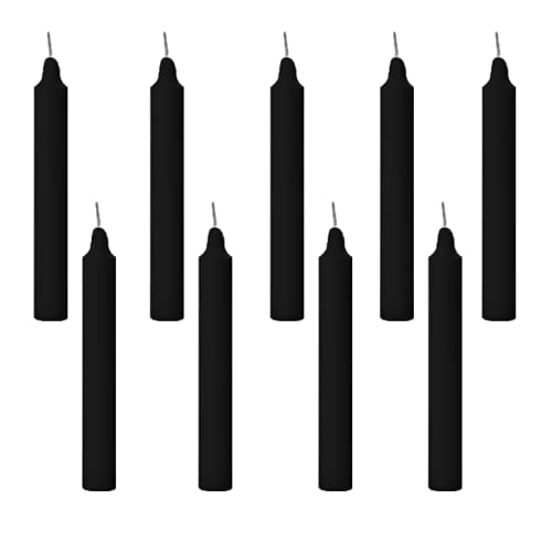 Image of Floryn Decor Black Candles for Healing | Ritual, Spell, Chime, Chakras | Unscented Wax Sticks Pack of 50 (Black)