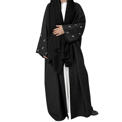 Kimono abaya femme ensemble 2 pièces brodé long ouvert devant