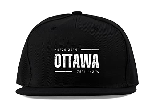 Casquette de baseball unisexe Ottawa en coton noir visière plate