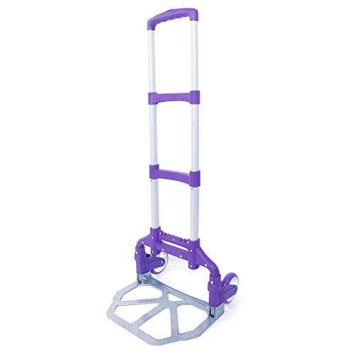 Fy-Light Portable Aluminium Cart Folding Dolly Push Truck Hand Collapsible Trolley Luggage Purple