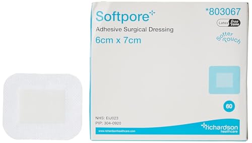 Softpore Adhesive Medical Dressings 6cm x 7cm Pack of 60 Sterile Waterproof Plasters for Wound Care First Aid Bandages | SterlingSquare