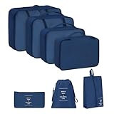 Kit Organizador de Mala Necessaire Espaçoso Impermeavel Compacto Saco Sacola Cosmésticos Roupa Intima Viagem Bagagem (Azul)